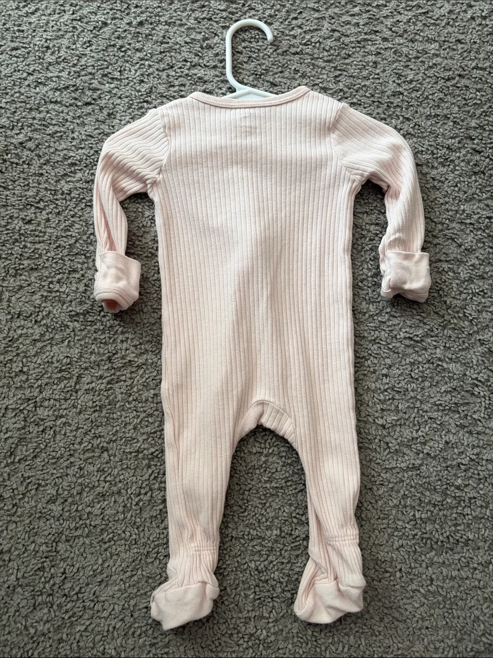 cloud island Soft Light Pink Ribbed Footed One-Piece